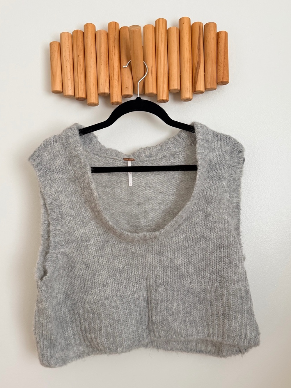 Free People Oversized Gray Cropped Knit Sweater Vest